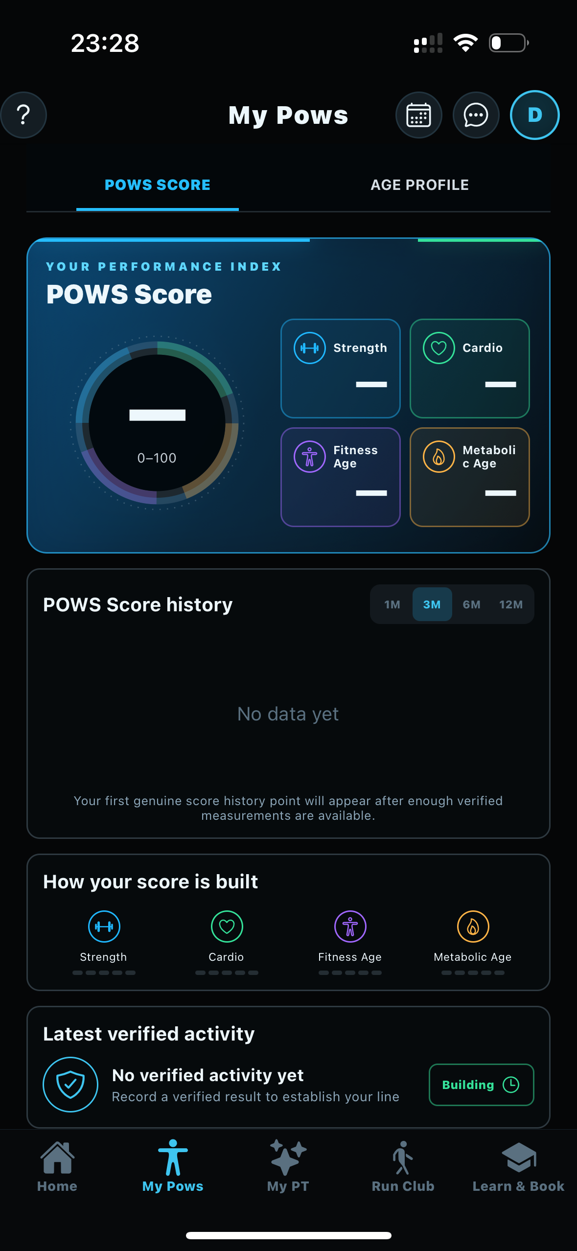 POWS Score screen in the app